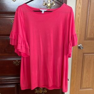 XL Ruffle sleeves pink shirt